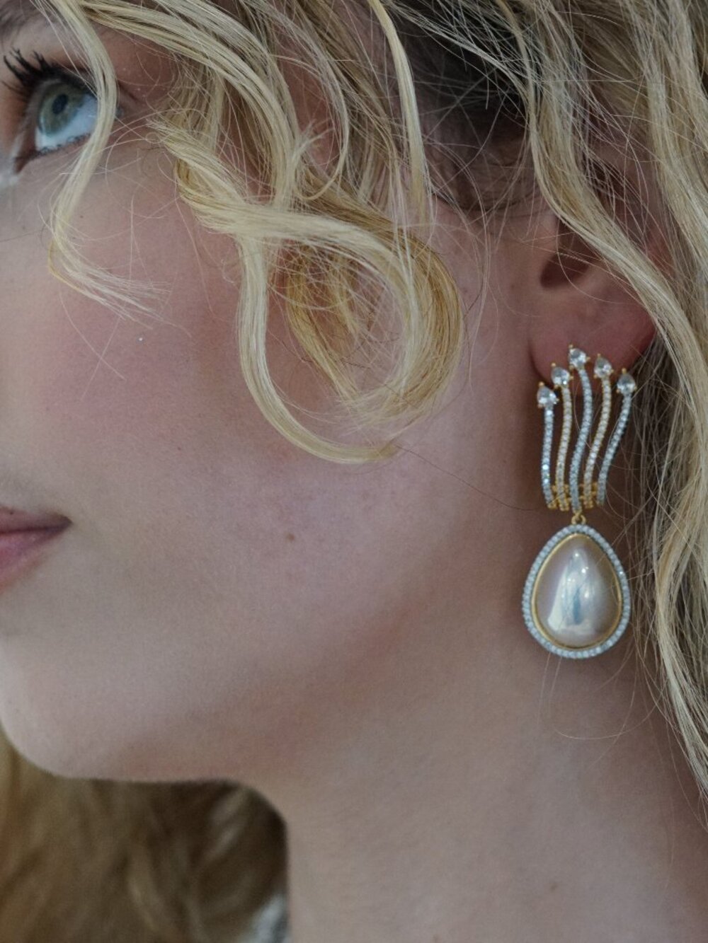 Pearl Earrings Rhodium Plated